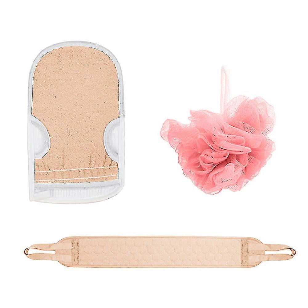 Exfoliating Back Scrubber Set - Glove And Bath Sponge For Deep Cleansing