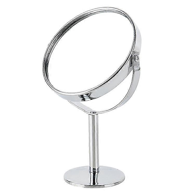 Magnifying Table Make-up Mirror,  16.5 cm Double Sided Cosmetic Mirror on Stand, Bathroom Mirror, Round, Chrome, Swivel