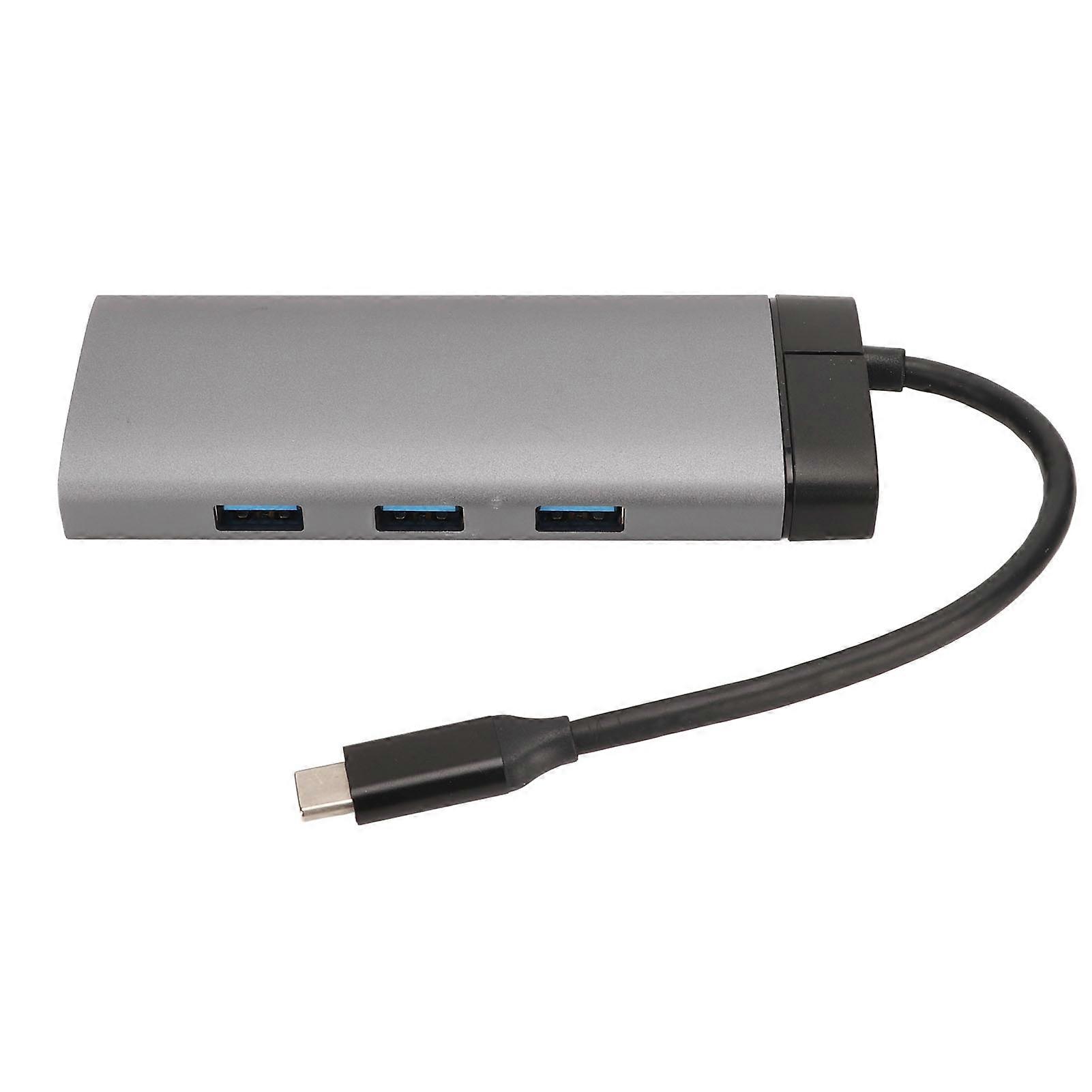 Docking Station 6 in 1 Tipo C a PD 3USB3.0 Interfaccia multimediale ad alta definizione RJ45 Dock di espansione Grigio