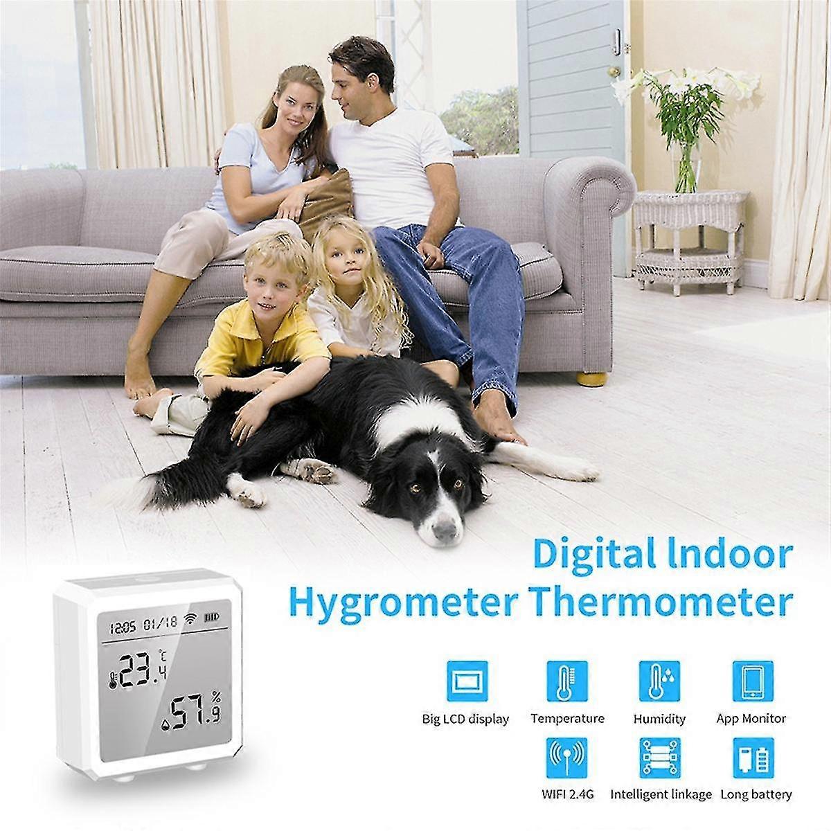 Tuya Wifi Temperature Humidity Detector Sensor Smart Link Tuya Multifunction Temperature And Humidity Detector,white