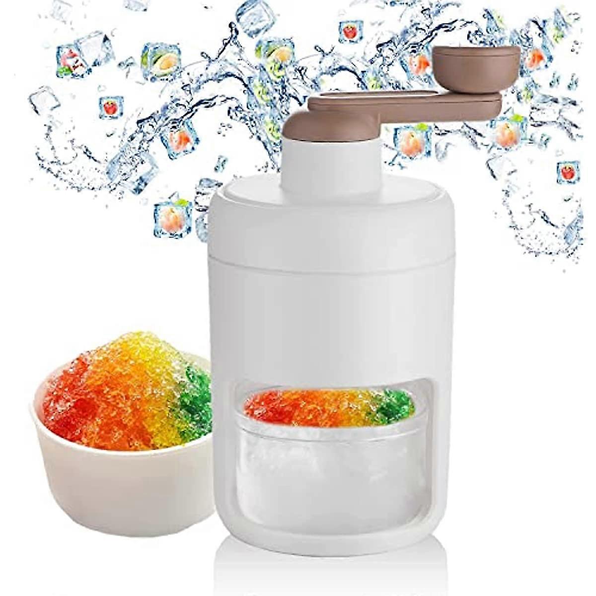 Ice Crusher Machine for Home Manual Ice Shaver Crushed Ice Maker Shaved Ice Machine with Ice Cube Trays for Party Bars Restaurants (White)