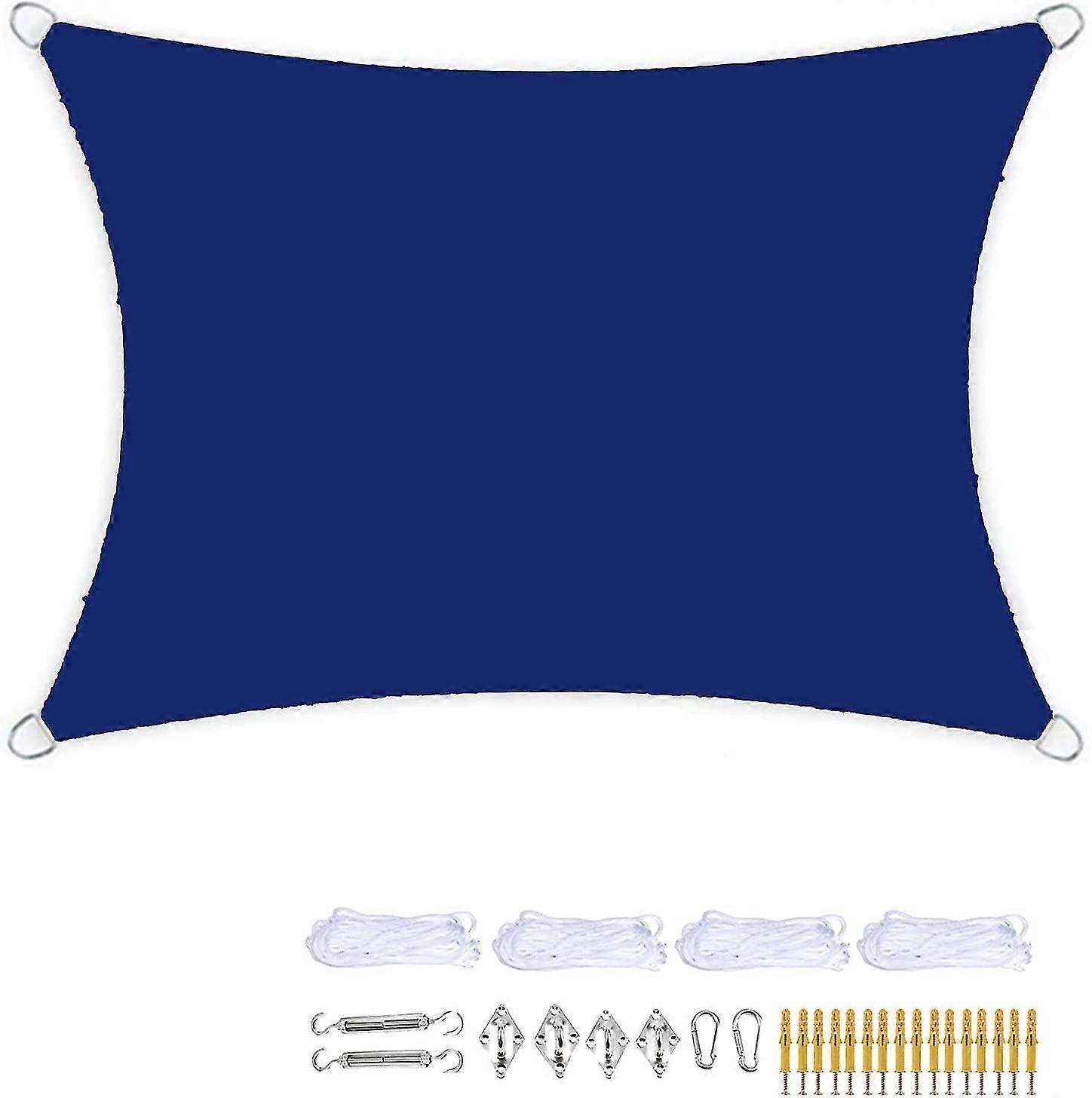 Rectangle Shade Sail With Free Rope And Mounting Kit Sun Shade Sail Waterproof Breathable 2x3m(dark Blue)