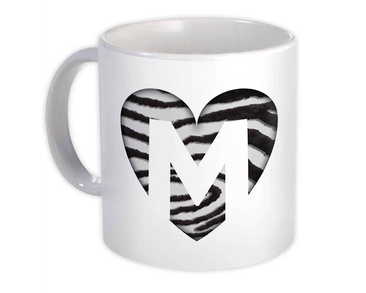 Geschenkbecher: Monogramm Buchstabe M Zebra