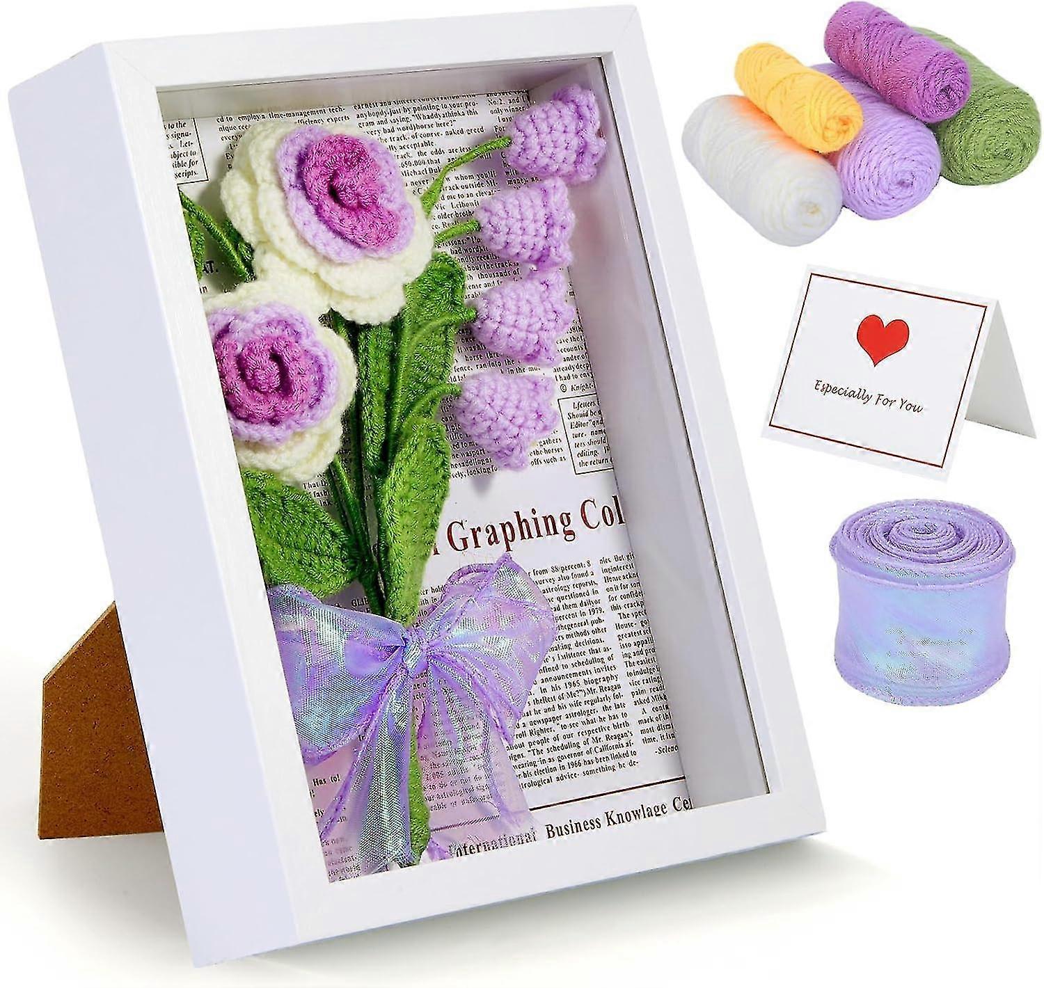 Crochet Kit for Beginners, Beginners Crocheting Kit with Instructions and Video Tutorials, Crochet Starter Kit for Father's Day (Rose Lily of The Vall