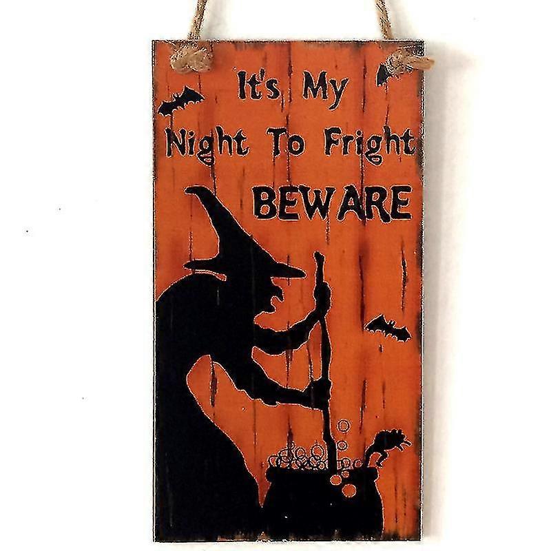 Halloween Theme Party Decoration Wooden Rectangular Hanging Sign (style E)  Bd
