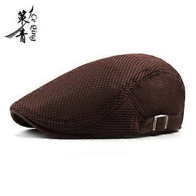 Summer Men Newsboy breathable Cap Hat Mesh Cabbie Golf Driving Sun Flat Beret Black White Gray Beige Hats Caps Visors