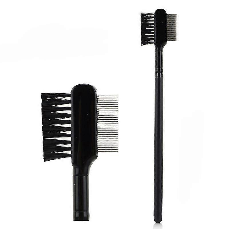 3 Pack Double Head Eyelash Comb Eyebrow, Eyelash Combination Long Handle Brush, Black - ya01