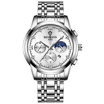 BINBOND B3591 Quartz Watch, Color: White Ste-White