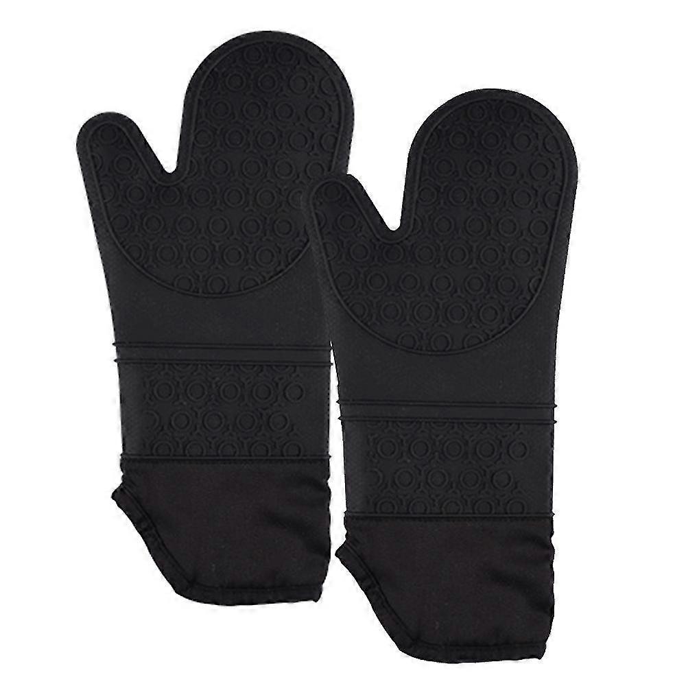 1 pair of silicone antiskid and heat resistant gloves Microwave oven gloves Baking lengthened scald resistant gloves
