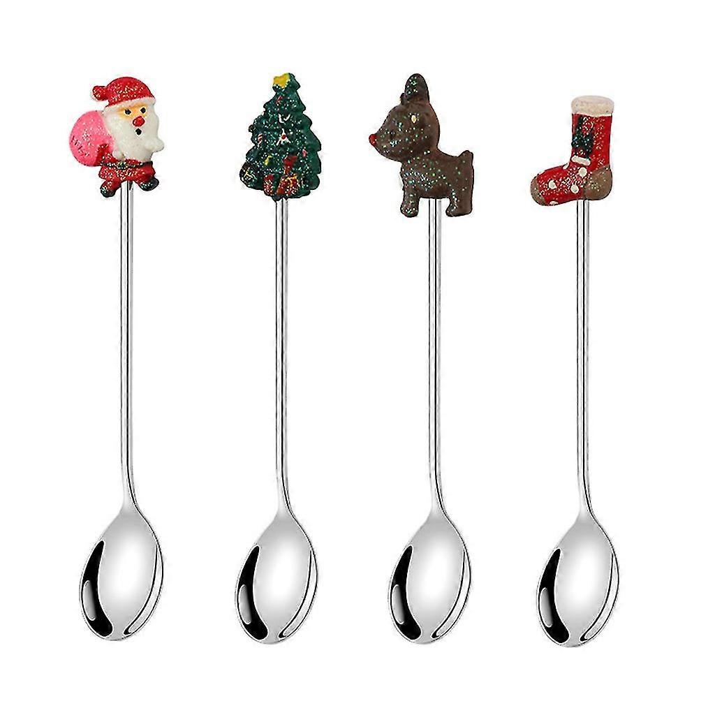 Set of 4 Stainless Steel Fruit Forks Spoons Mooncakes Coffee Spoon Fruit Forks