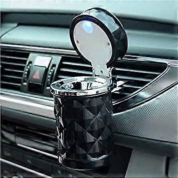 Dww-Cendrier portable LED avec couvercle Motif en losanges Avec support pour voiture