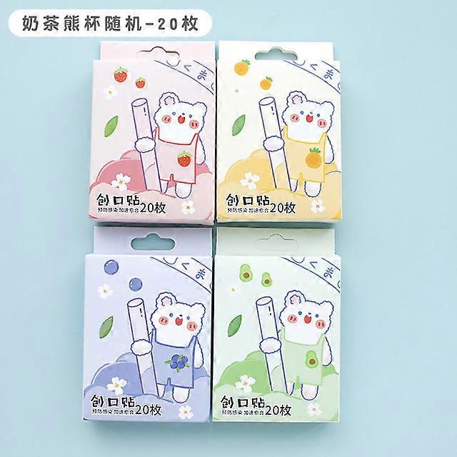 20pcs Cute Cartoon Patterned Curved Patch Waterproof Wound Strips Dressing Adhesive Plaster Bandages First Band Aid for Children