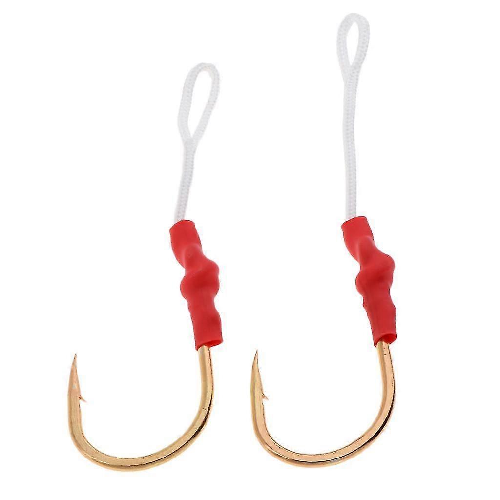 2 Pieces Jigging Assist Hooks Assist Fishing Hooks With White Pe Line 012
