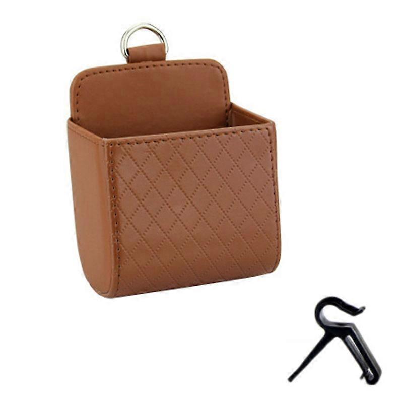 1pc Car Storage Bag Car Accessories Air Vent Dashboard Tidy Hanging Leather Organizer Box Glasses Phone Holder Storage Organizer