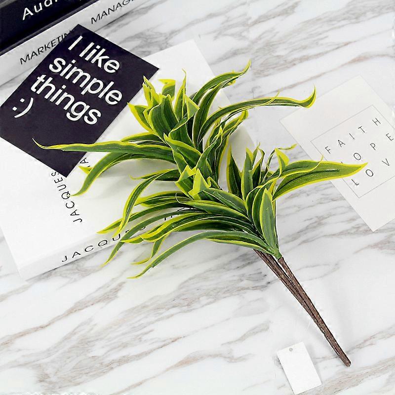 36cm 3 Heads Tropical Palm Tree Artificial Bamboo Plants Fake Potted Plants Branch Plastic Monstera Leaves for Home Desktop Deco