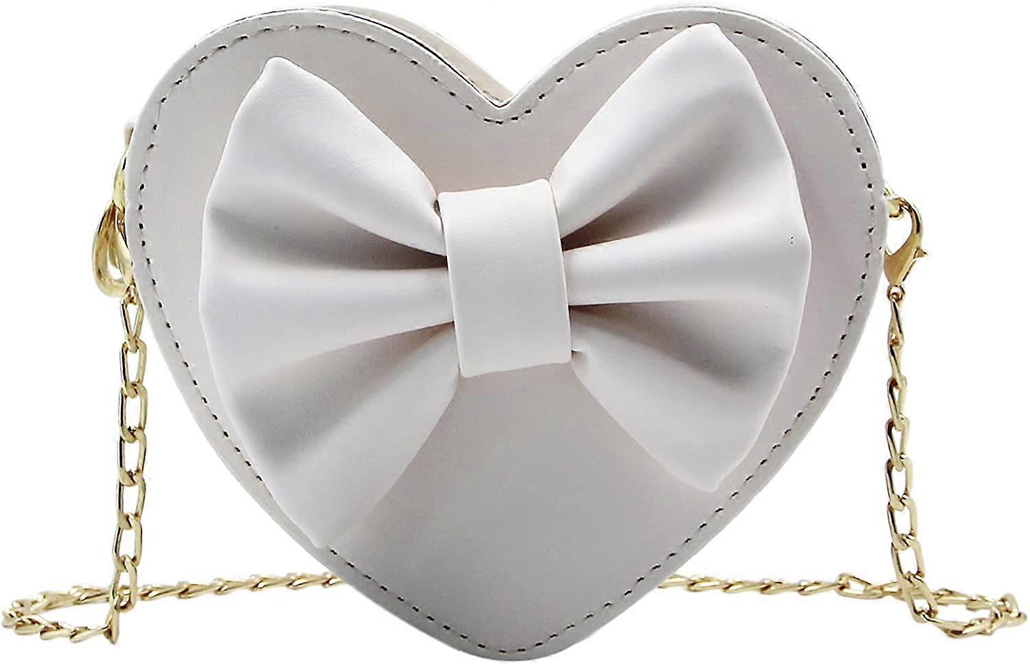 حقيبة كتف لطيفة على شكل قلب كروس بودي حقيبة كتف للأطفال الصغار (أبيض)