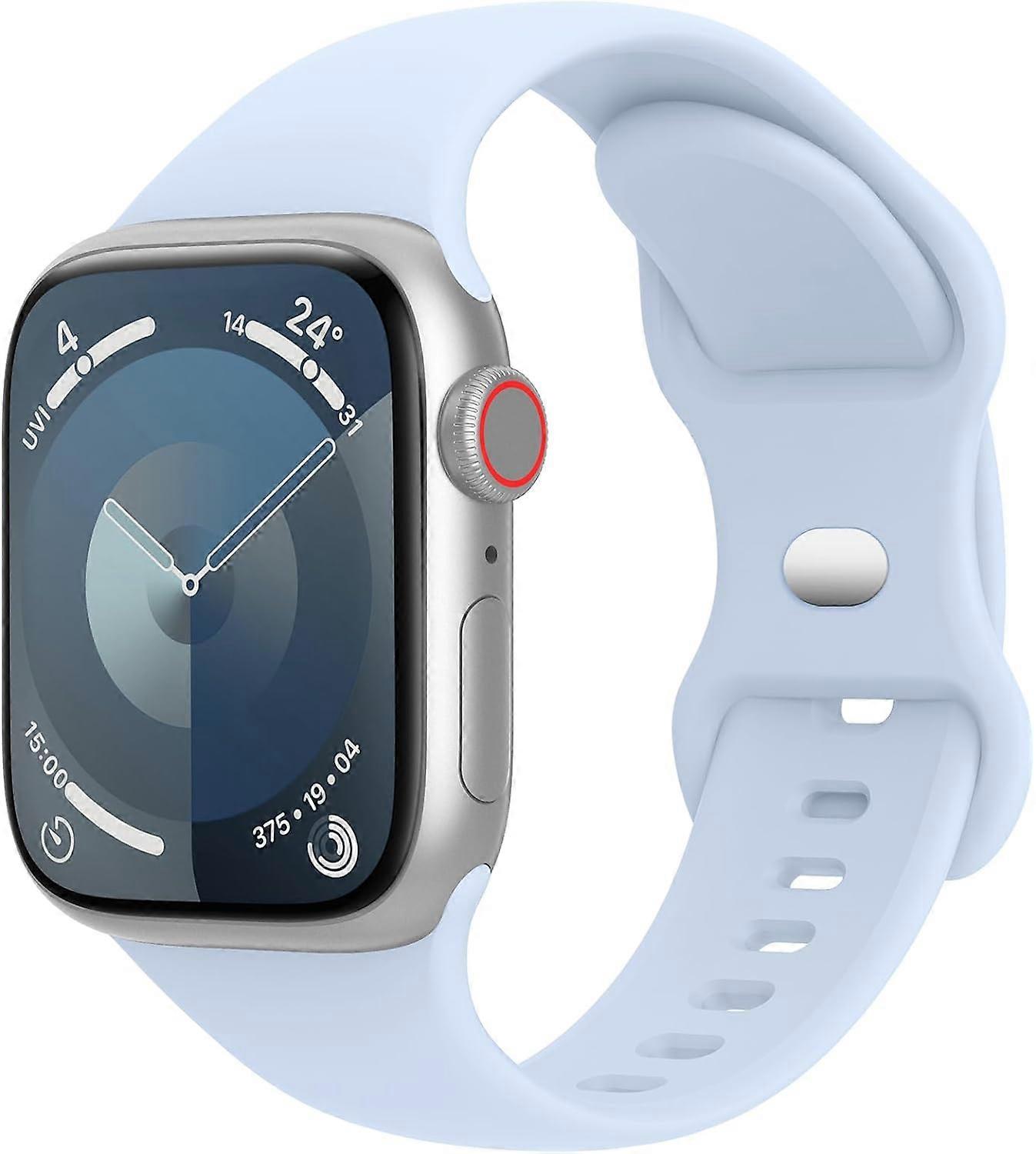 Apple Watchと互換性のあるスポーツバンド38mm 40mm 41mm 42mm 44mm 45mm 49mmレディース、iWatchシリーズウルトラ9 8 7 6 5 4 3 2 1 SEライトブルー用シリコンバンド