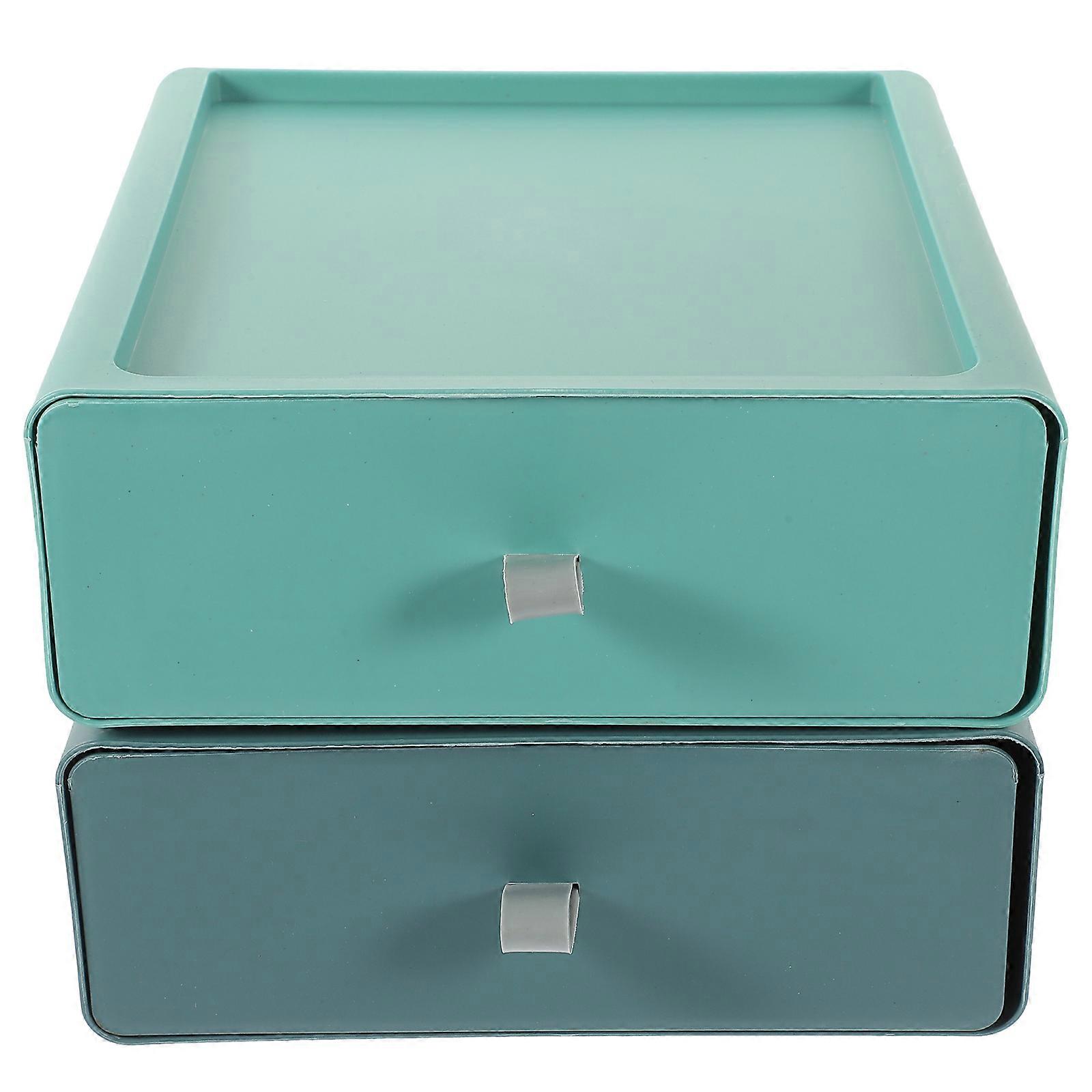 2pcs Desktop Cosmetics Storage Box Tabletop Stationery Holder Desktop Storage Drawer