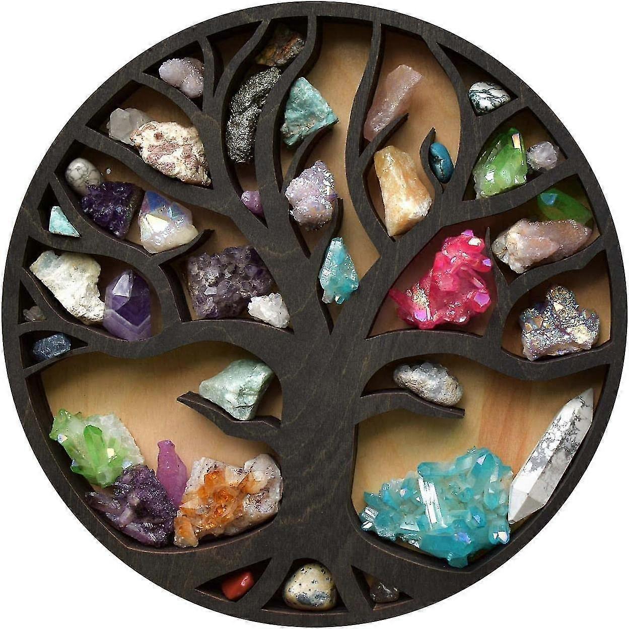 Wooden Crystal Holder For Stones | Shape Crystal Shelf Display Rack For Home, Office,rustic Wooden Display For Crystals, Stones, Essential Oils