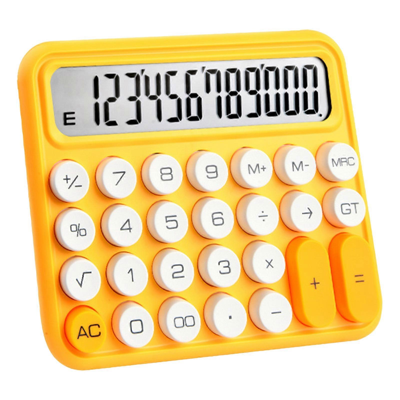 Mechanical Calculator 12-digit with Large LCD Display Convenient Precise Big Round Button Key Calculator QingHai