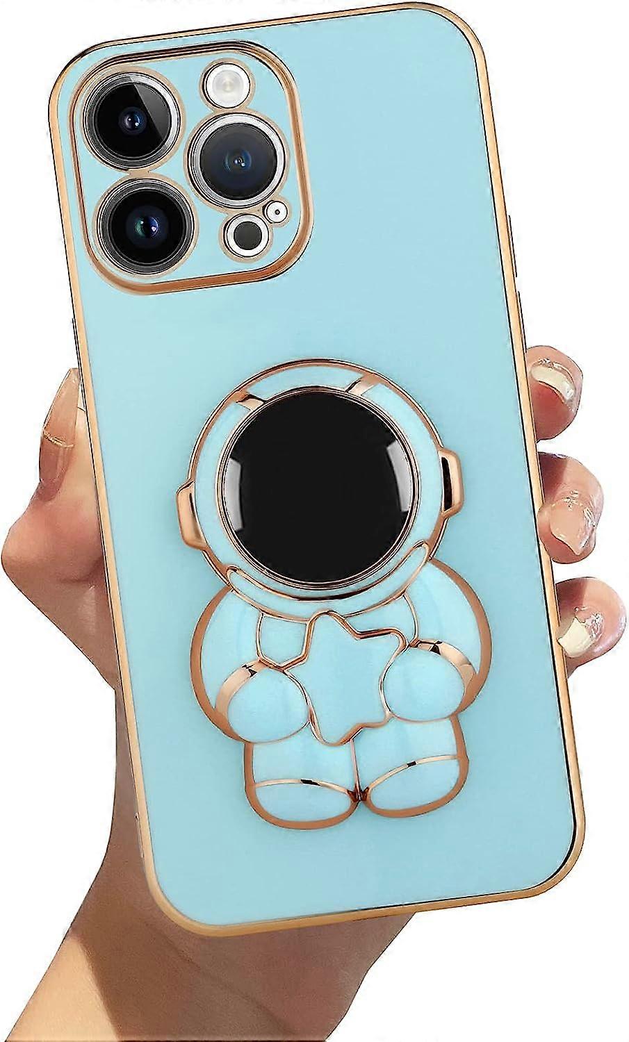 Compatível com iPhone 13 Pro Max Case 6D Astronaut Hidden Stand Bling Glitter Phone Case Cover para iPhone 13 Pro Max 6.7 Polegadas (Rosa)