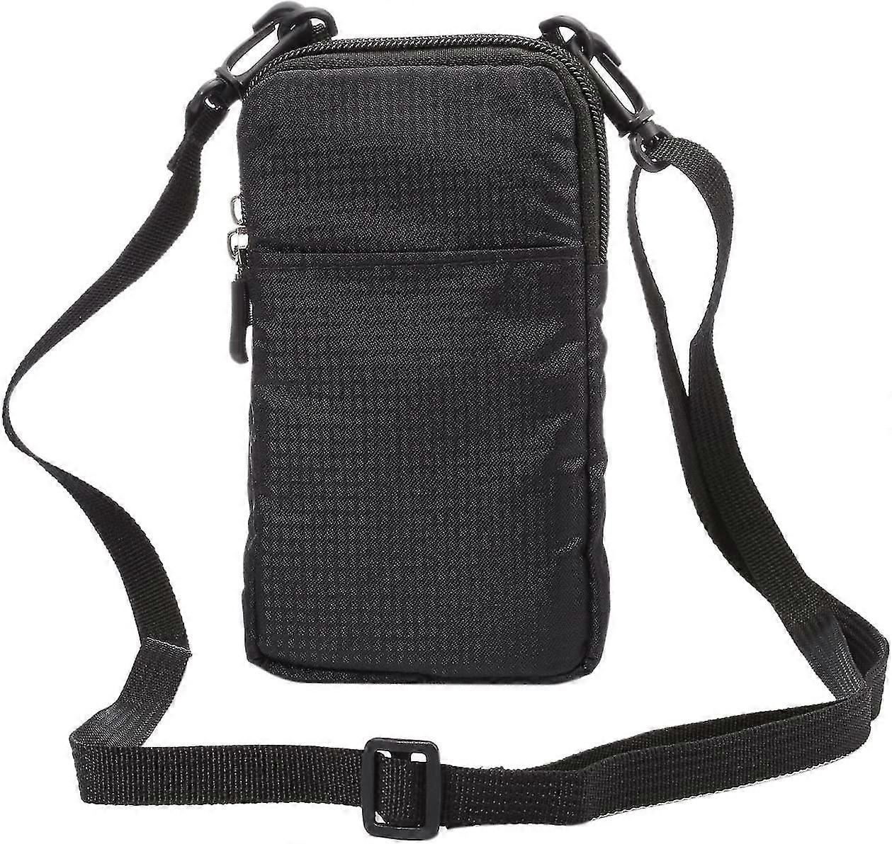 Capa de couro do telefone móvel, Messenger Wallet-preto