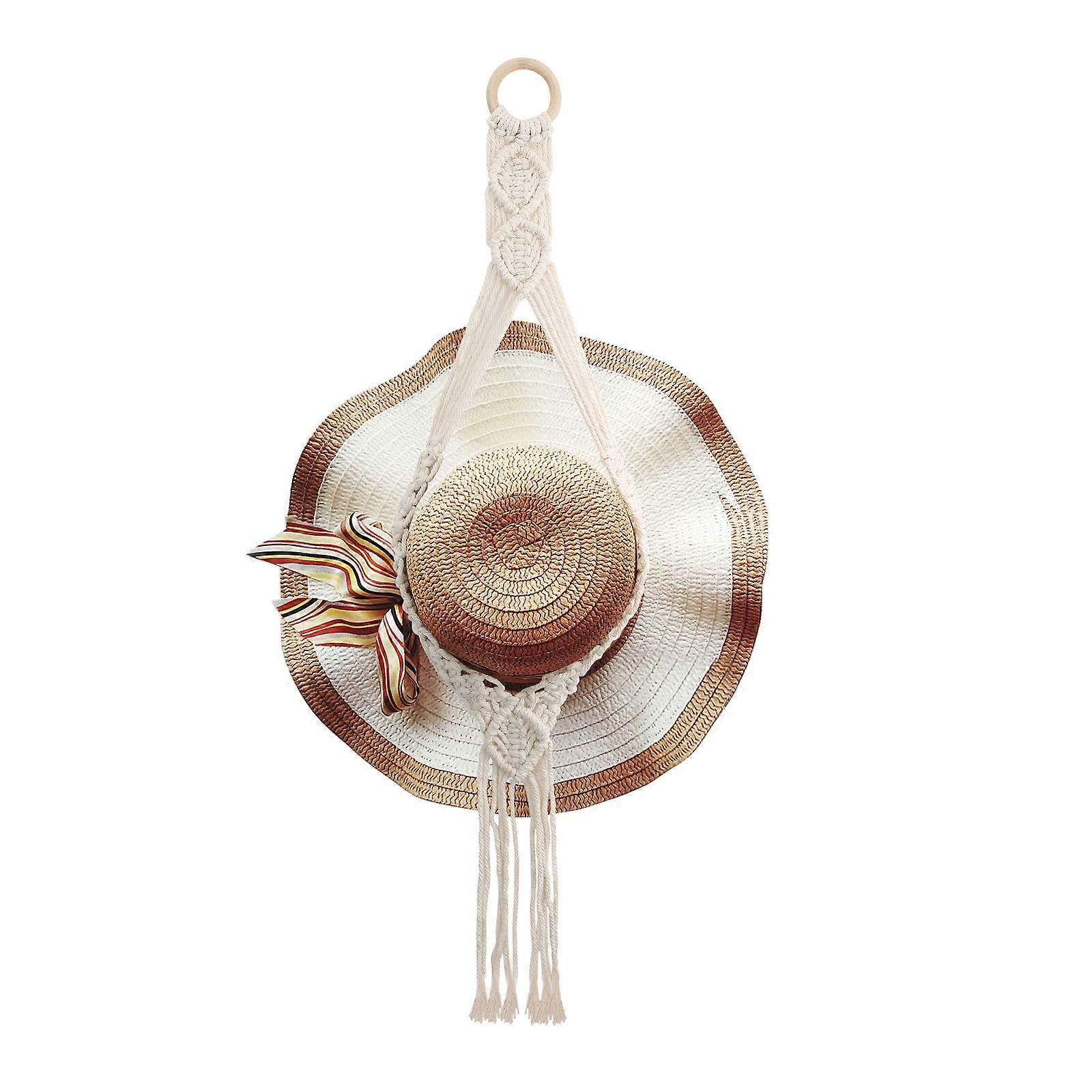 Multi-Layer Hand-Woven Hat Storage Rack Wall Hanging Rope Hat Storage Rack