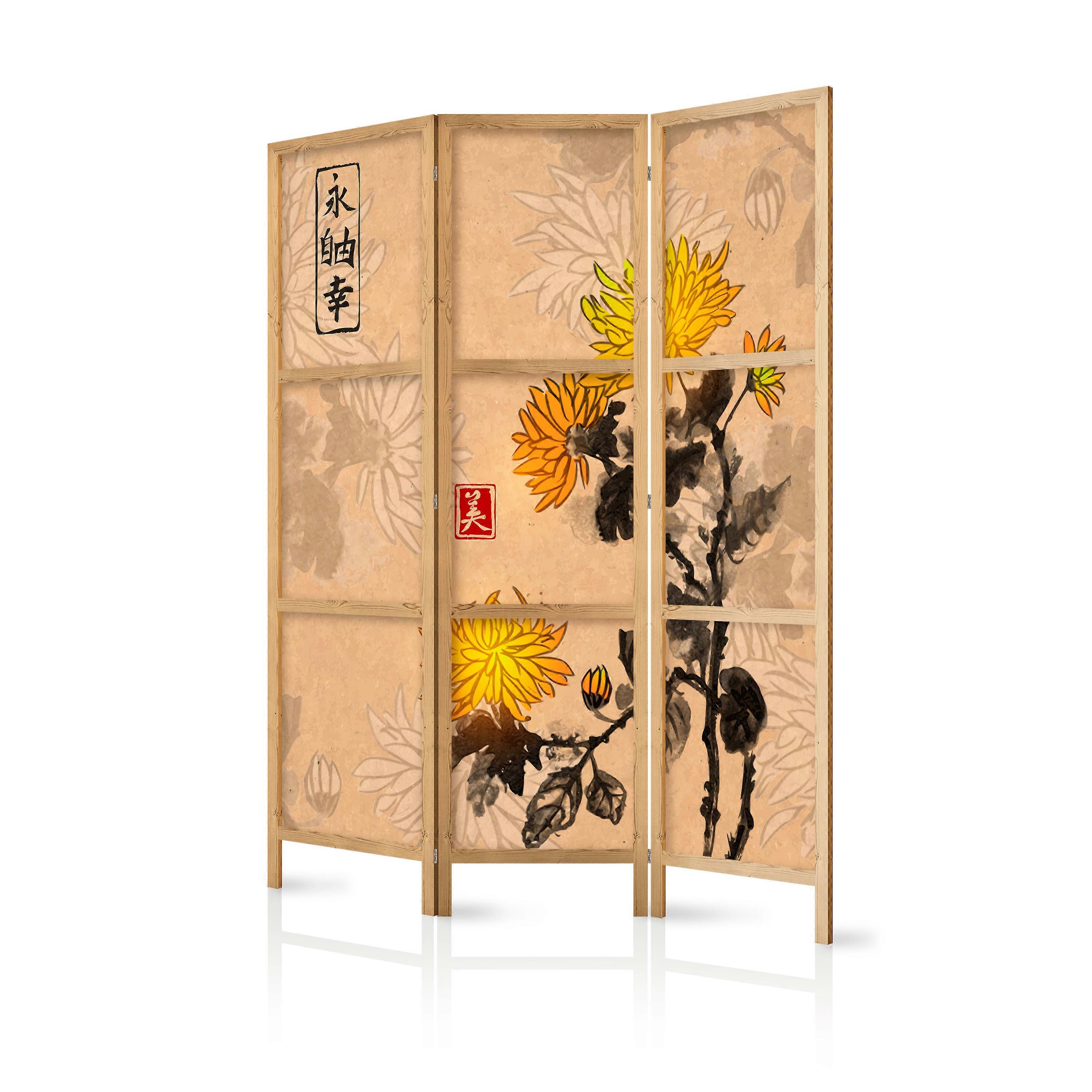 Japanese Room Divider - Style: Chrysanthemums