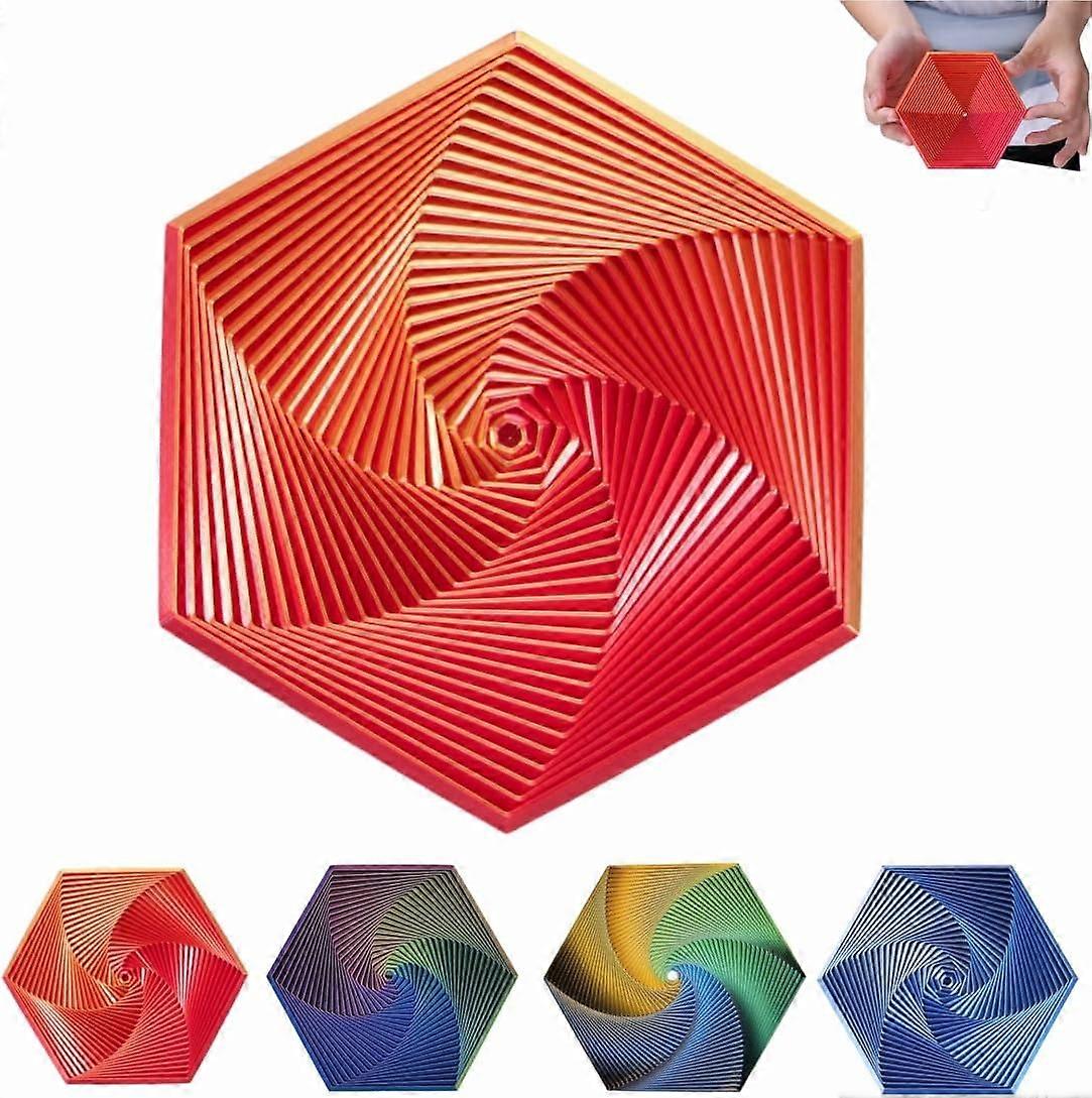Fractal Fidget Hexagon,Hexagon Fidget Spiral Toy,Red Hexagon Spiral,3D Printing Anti-Anxiety and Stress Relief Pocket Size Toy for Adults,Perfect for