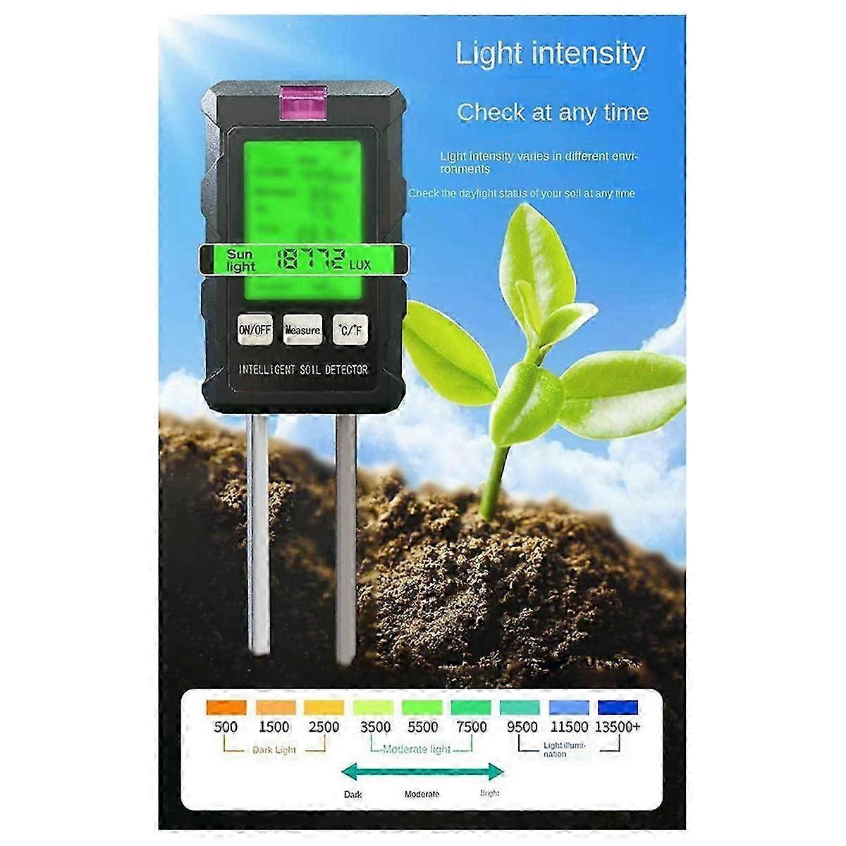 6 in 1 Soil PH Meter Tester Soil Tester PH Moisture Meter Temperature Sunlight Intensity Measurement
