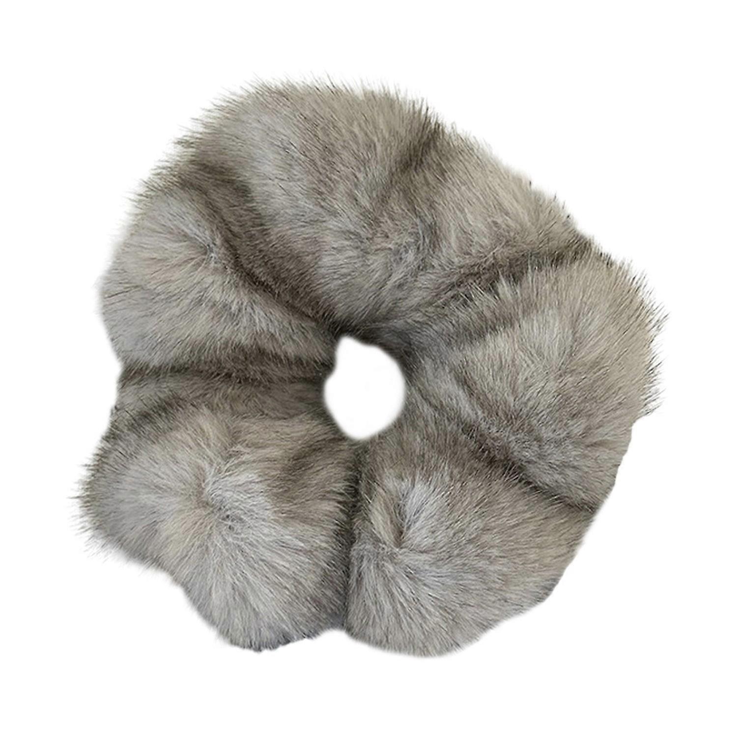 Women Hair Ring Soft Fluffy Plush High Elasticity Solid Color Anti-slip Large Lightweight Ponytail
