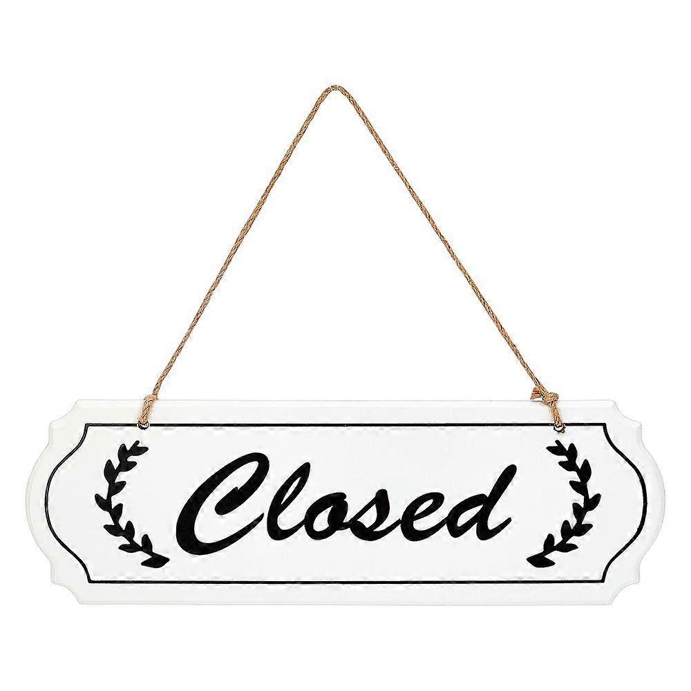 Closed & Open Sign Natural Wood Door Hanging Decoration for Front Door Decoration with Jute Twine Rectangle White 24.8cm Rectangle: 9.6x29.7x0.8cm