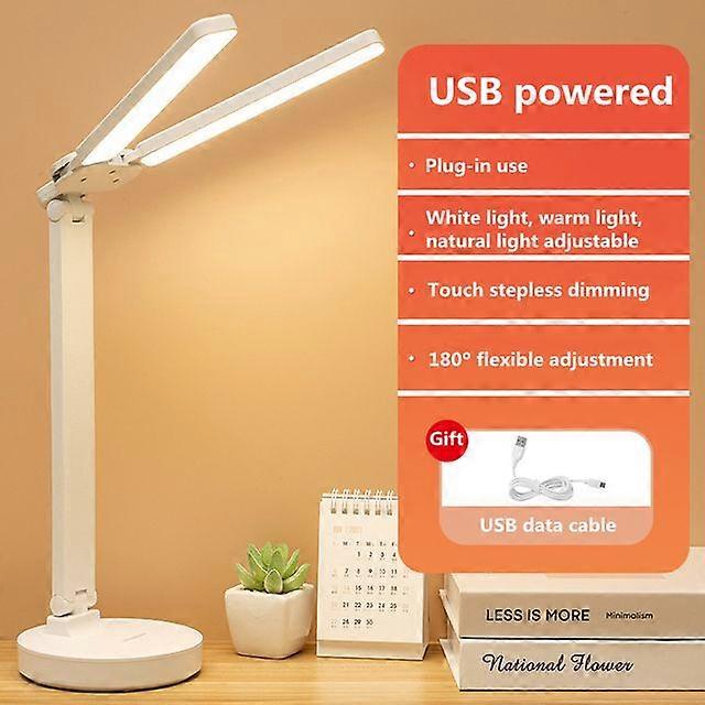 Lampe Led Rechargeable Par Usb Pour La Protection Des Yeux, Double clairage Intensit Rglable, Idal Pour Une Table De Chevet Ou Une Chambre Coucher--