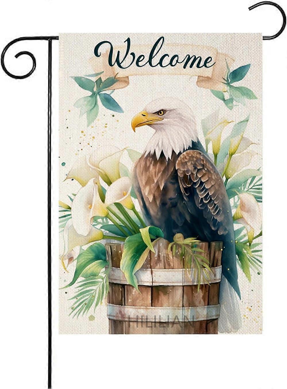 Welcome Spring Eagle Garden Flag Double Sided 28x40 Inch Yard Flag(2006)