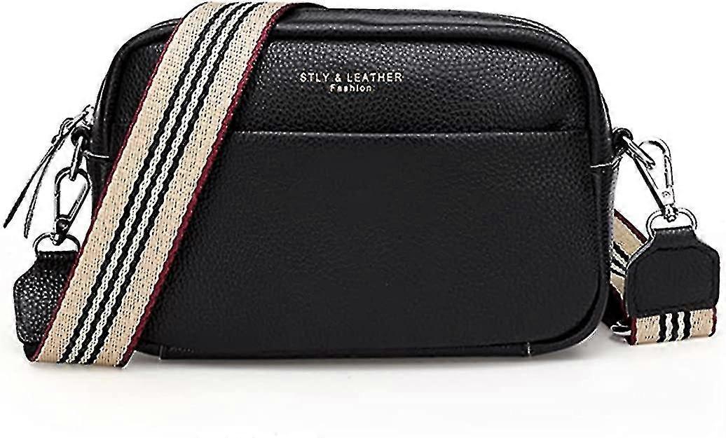 حقيبة كروس بودي للنساء, حقائب جلد طبيعي صغيرة نسائية كروس بودي أسود