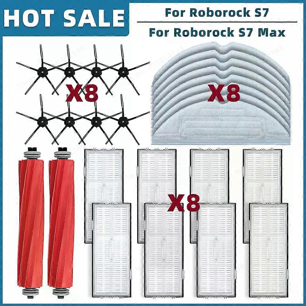 Compatible For Roborock S7, S70, S75, S7 Max, S7 MaxV Replacement Spare Parts Accessories Main Side Brush Hepa Filter Mop Cloth