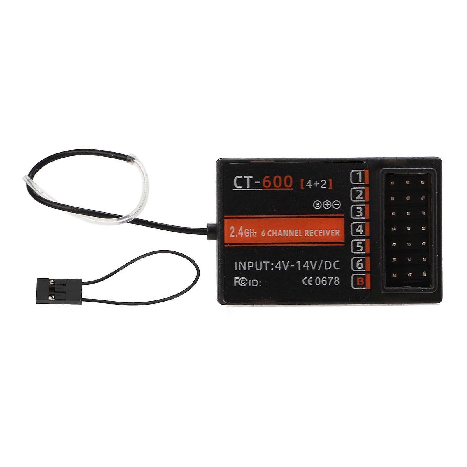 6CH RC CT-600 מקלט DC 4V-14V 2.4GHz תדר 3ms תגובות מקלט עבור ספינת רכב RC