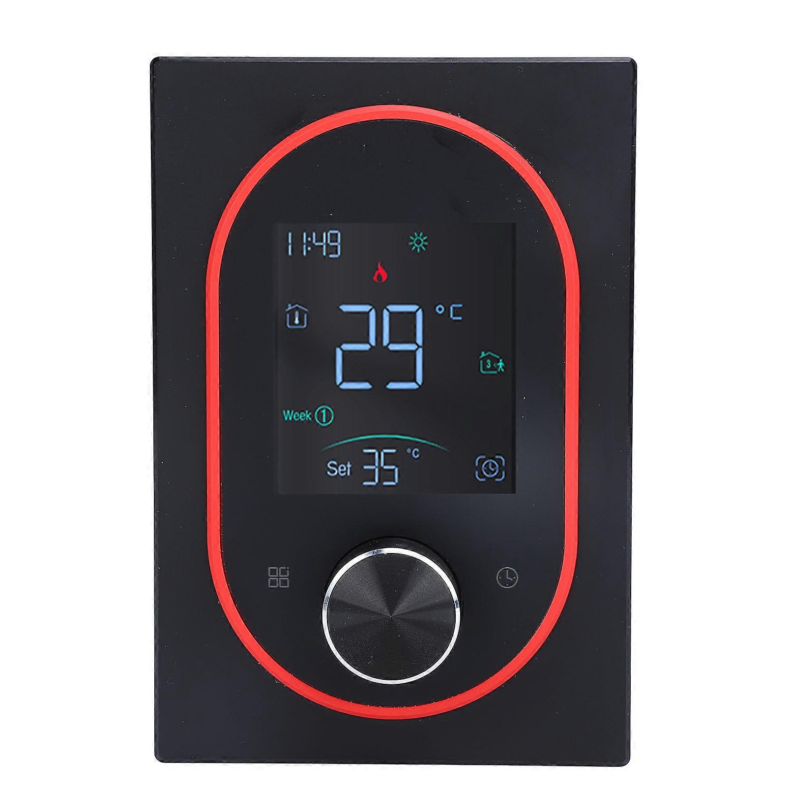 Smart Color Thermostat APP Programmable Touchscreen Knob Control Smart Temperature Controller AC 95‑240V Black Regular