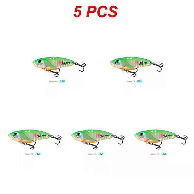 5PCS Bionic Hard Bait Vib Lures Fishing Bait Metal Luya Bait Vibration Wobber Three Hooks