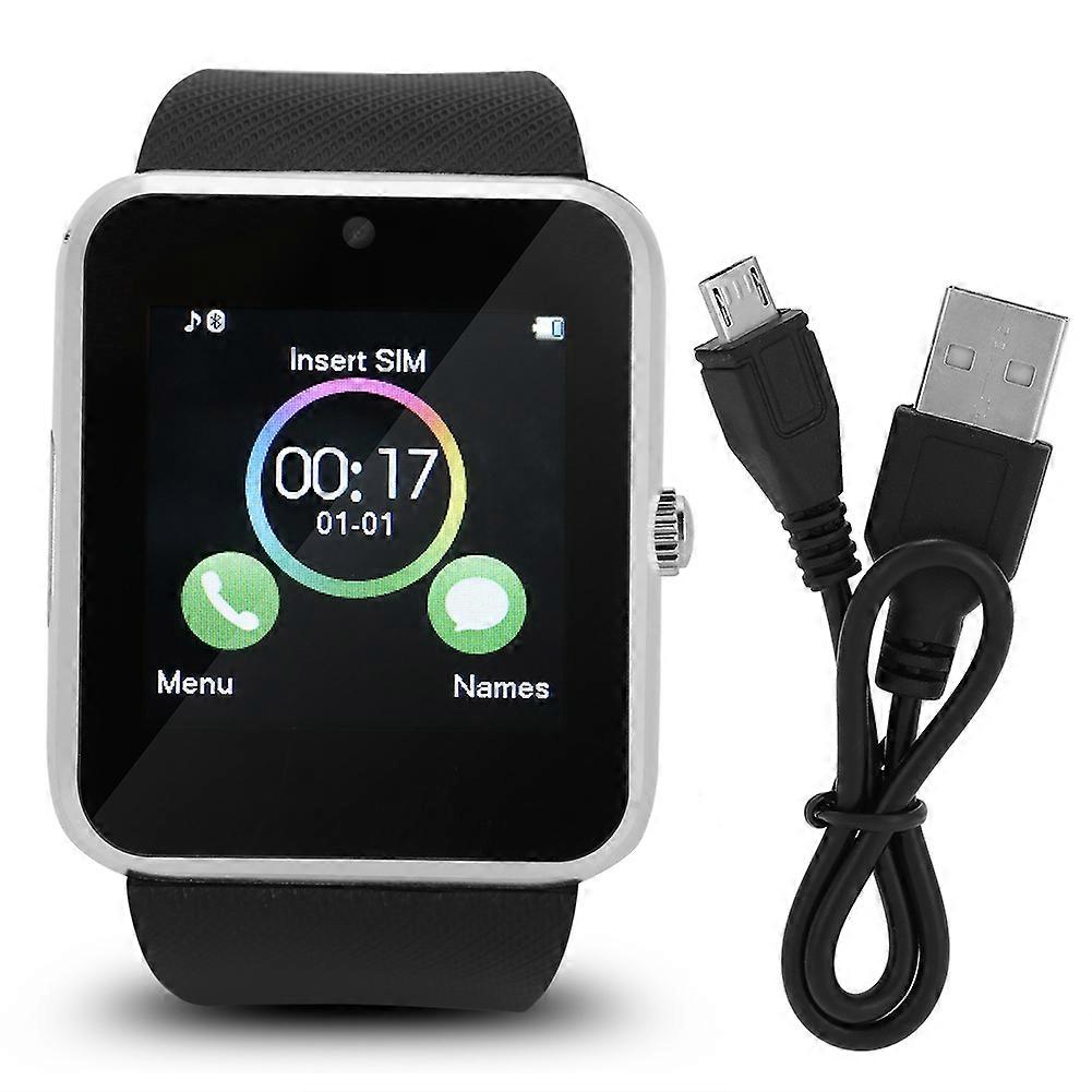Bluetooth Smartwatch Camera Micro SIM Card Slot Wristwatch for Android Cellphones(silver+black)