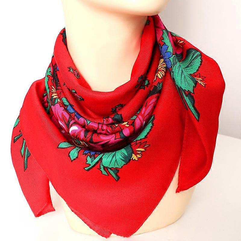 Women Headscarf Head Scarves Floral Print Handkerchief Shawl Square Scarf Hijab Retro Ethnic