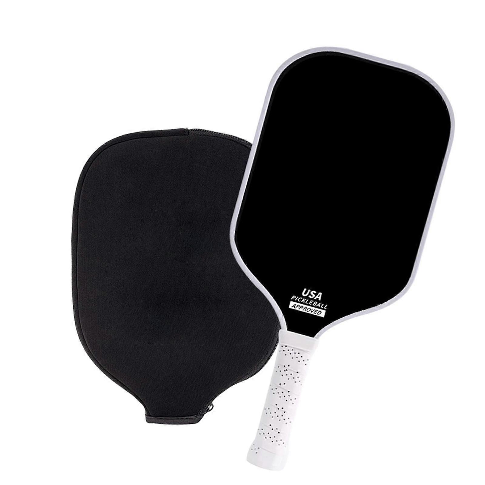 Carbon Fiber Pickleball Ball Paddle Lightweight Fashion with Cover Accessory Black