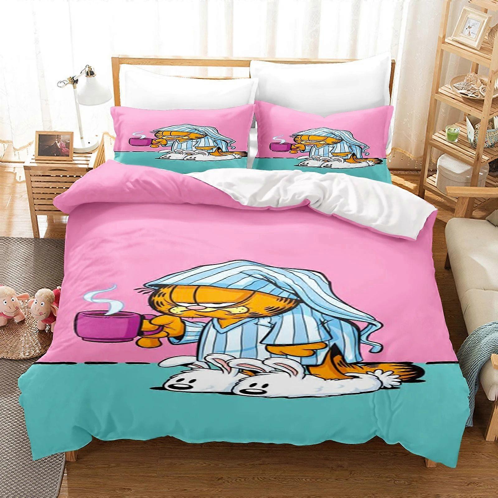 v1545 Lakan Garfield sängkläder set Andningsbart sängöverdrag täcke täcke påslakan örngott - delar set sovrum dekoration 3-delad säng