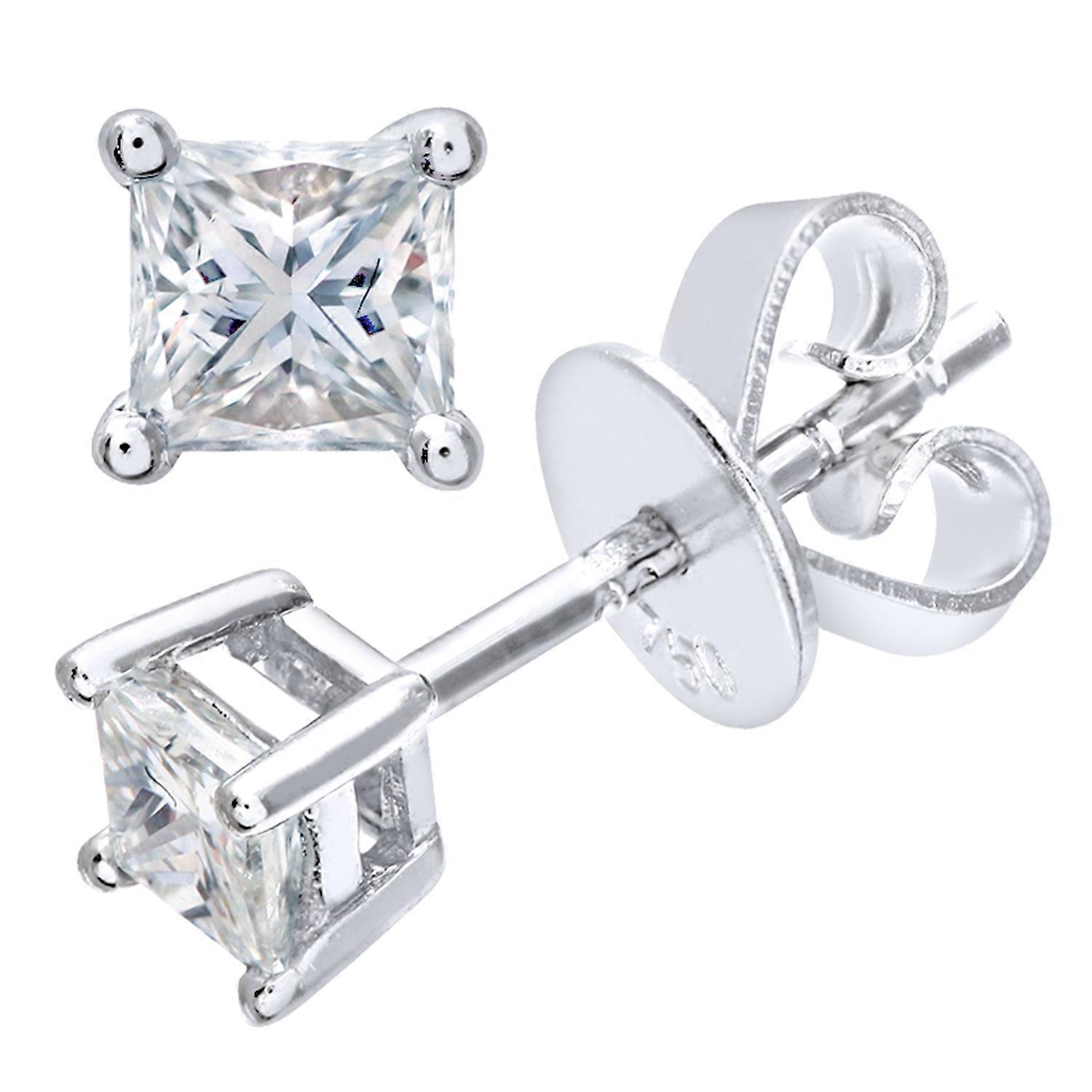 Jewelco London 18K 白金公主号 1/3 克拉钻石单颗耳钉