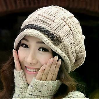 Autumn And Winter Cute Curling Belt Wool Hat Hip Hop Warm Ear Protection Knitted Cap Fashion Trend