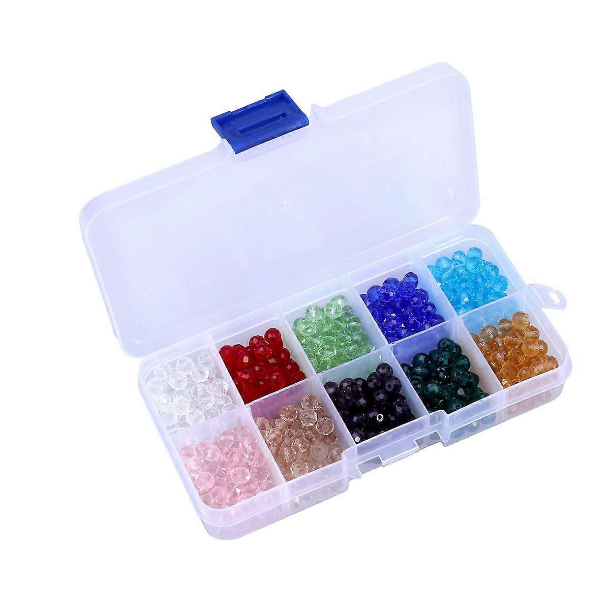 500Pcs 10 Colors 6mm Briolette Crystal Glass Beads Finding Spacer Beads Assorted Colors Beads with Container Box