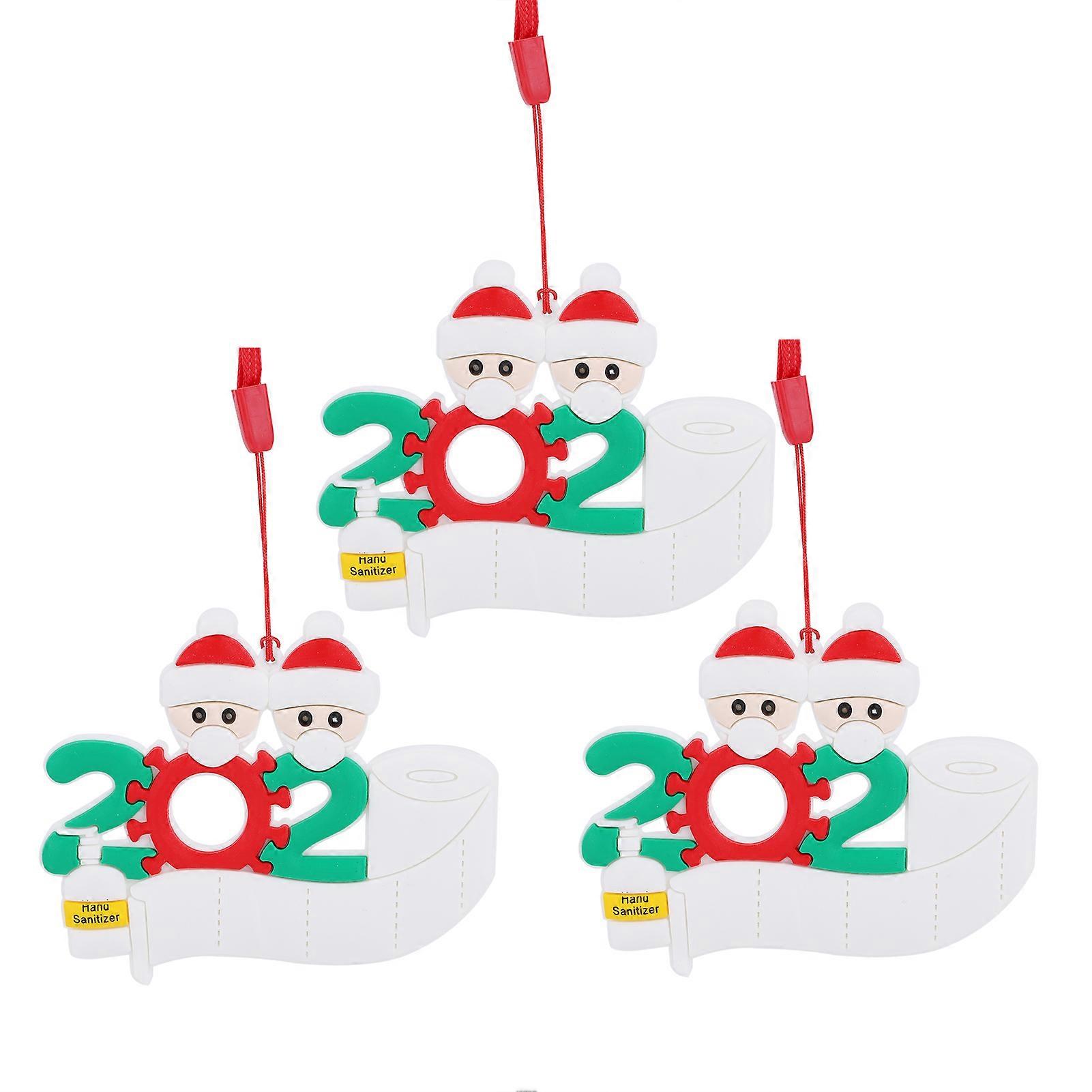 DIY Name Blessing Snowman Christmas Tree Hanging Pendant Ornament, 3-Piece Set, Personalized Two-Name Decor