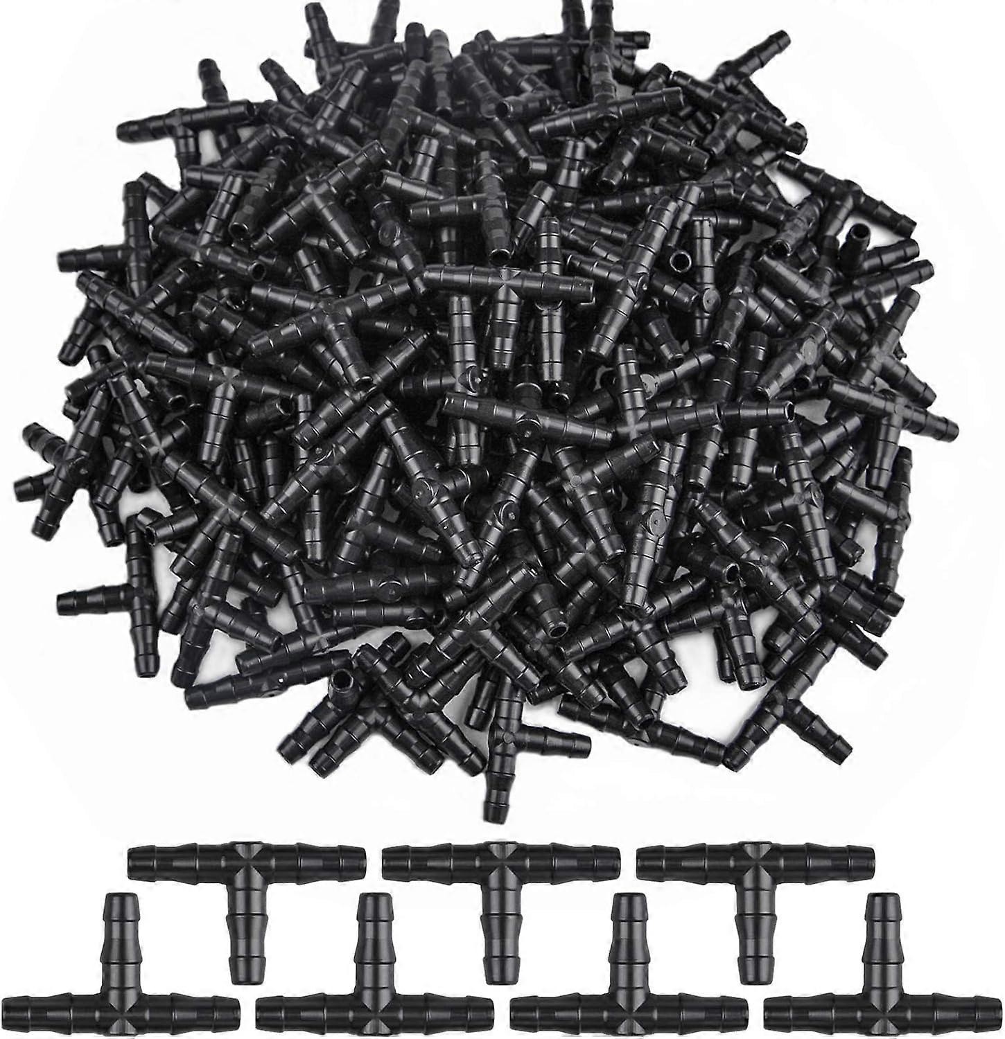 300pcs 3 way tee connector triple barb worm dripper watering connector 4/7mm
