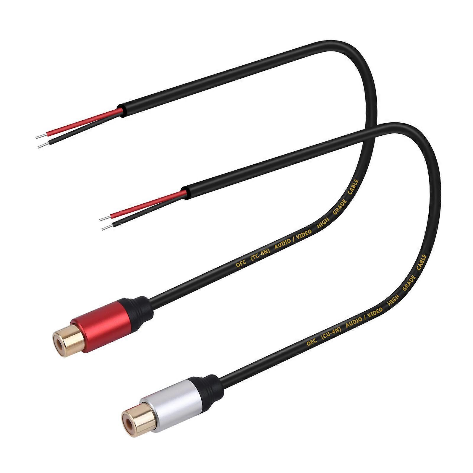 Flexible Auditory Adapter Cable Auditory to Bare Wire Open End Pigtail Seamlessly Connection For Speakers Amplifiers  red and silver