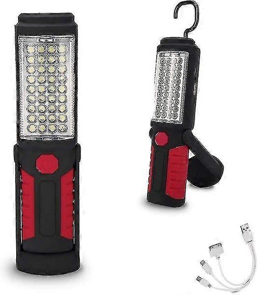 Rechargeable LED Work Light - 36+5 LEDs, USB Charging, 9 Hours Use, Durable Aluminum, Portable Multi-Use Flashlight
